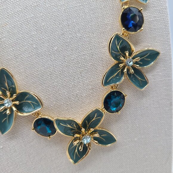 Talbots Necklace Aqua Floral Statement - Picture 6 of 9